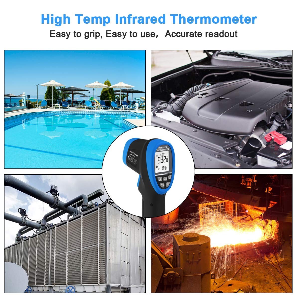 30:1 Distance Spot Ratio Laser Thermometer Gun -58℉ to 2732℉ Temperature Range
