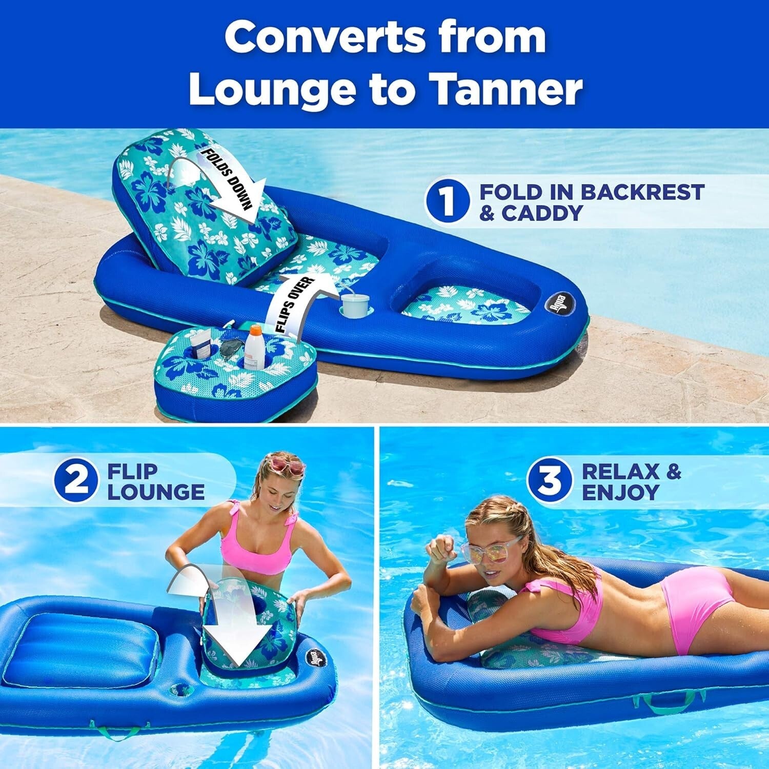 Aqua 2-in-1 Lounge Float – XL Inflatable Pool Recliner with Adjustable Backrest