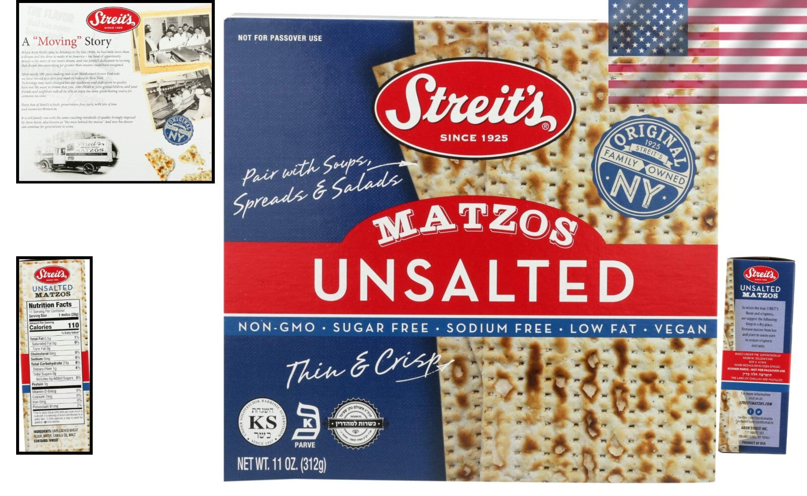 Delicious Thin Crispy Unsalted Matzo, 11 Oz (12 Pack) - Healthy Snacking