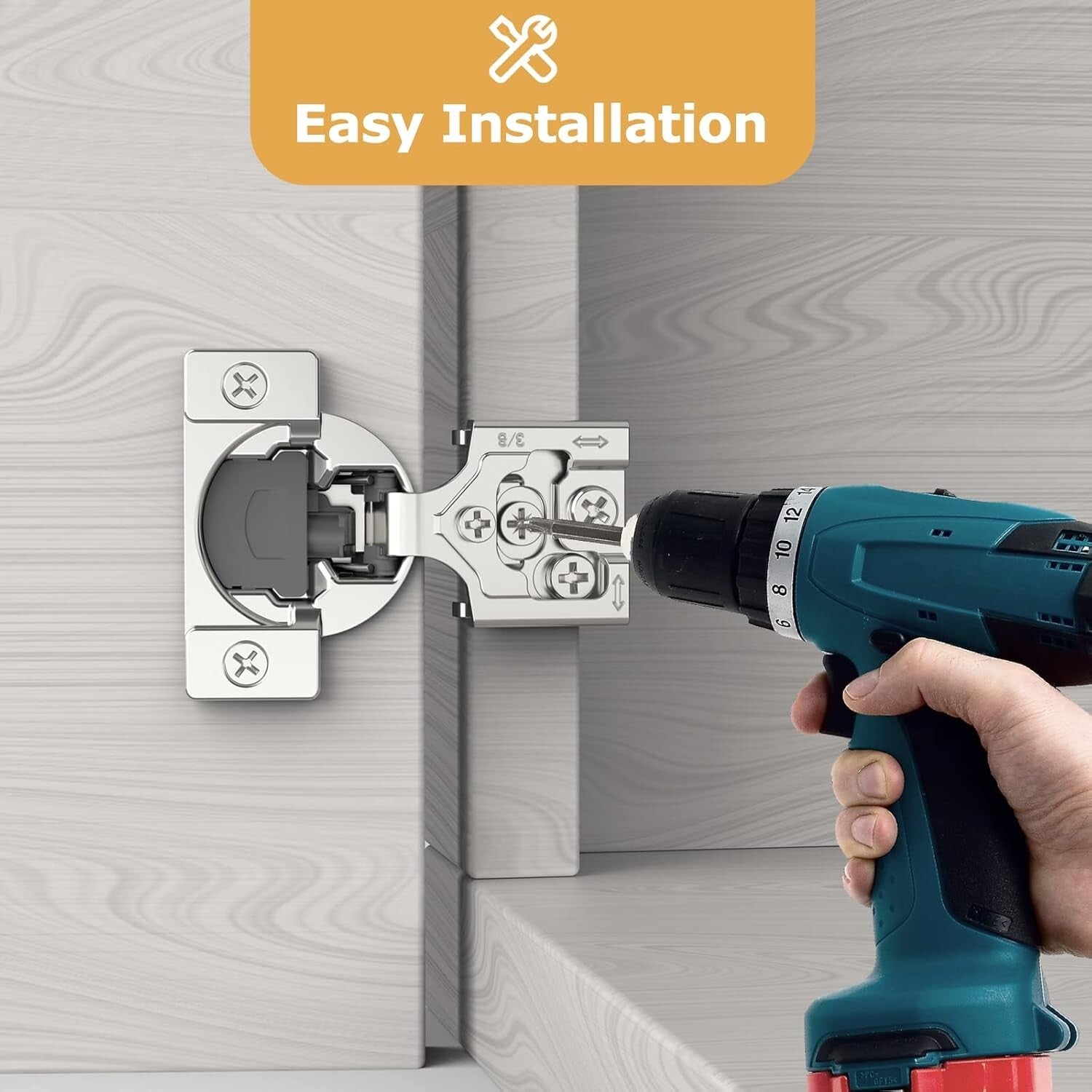 Quiet & Safe 20 Pieces 3/8 Inch Overlay Soft Close Cabinet Hinges - 105° Angle