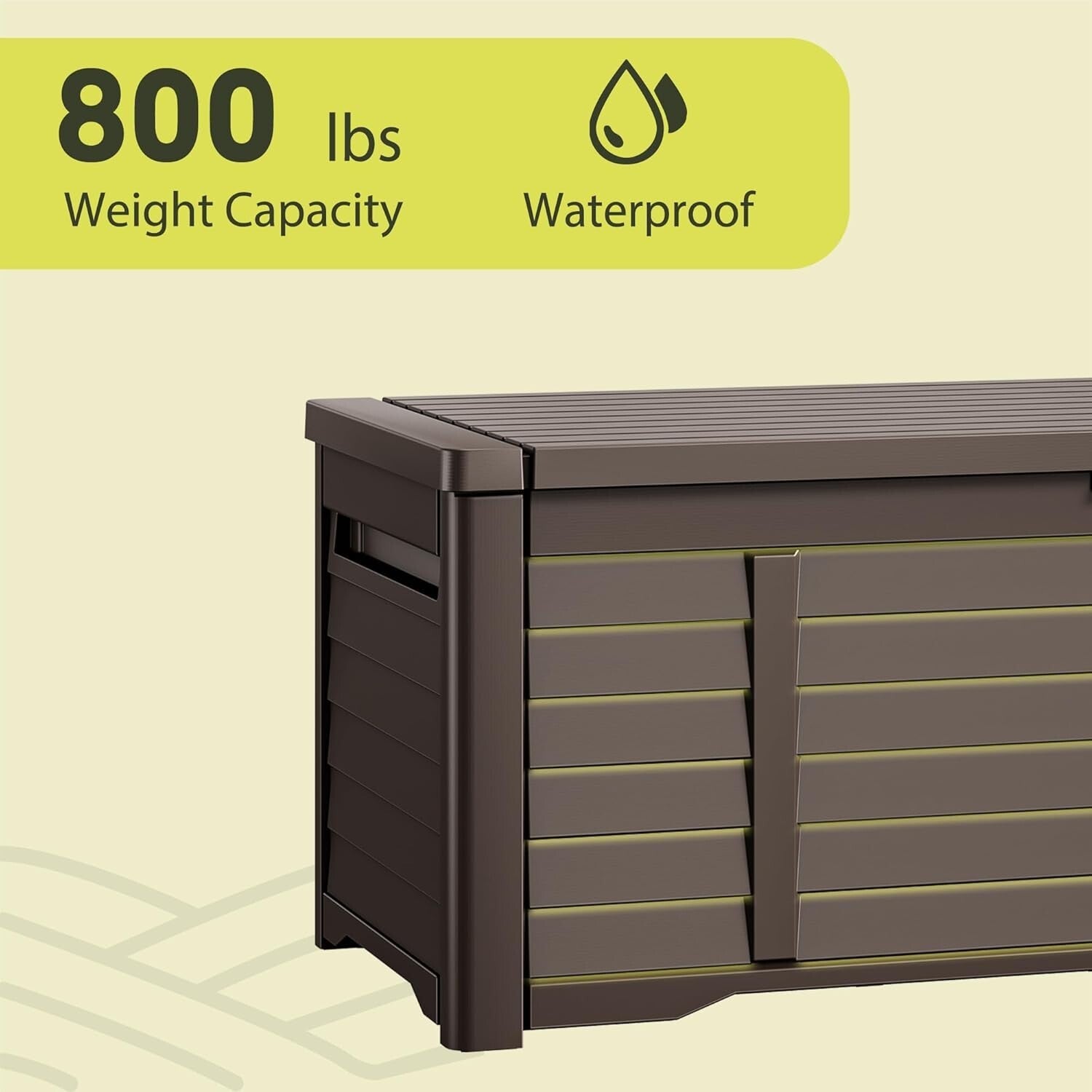 Luxurious 120 Gallon Dark Brown Storage Bench - Perfect for Patios and Pools