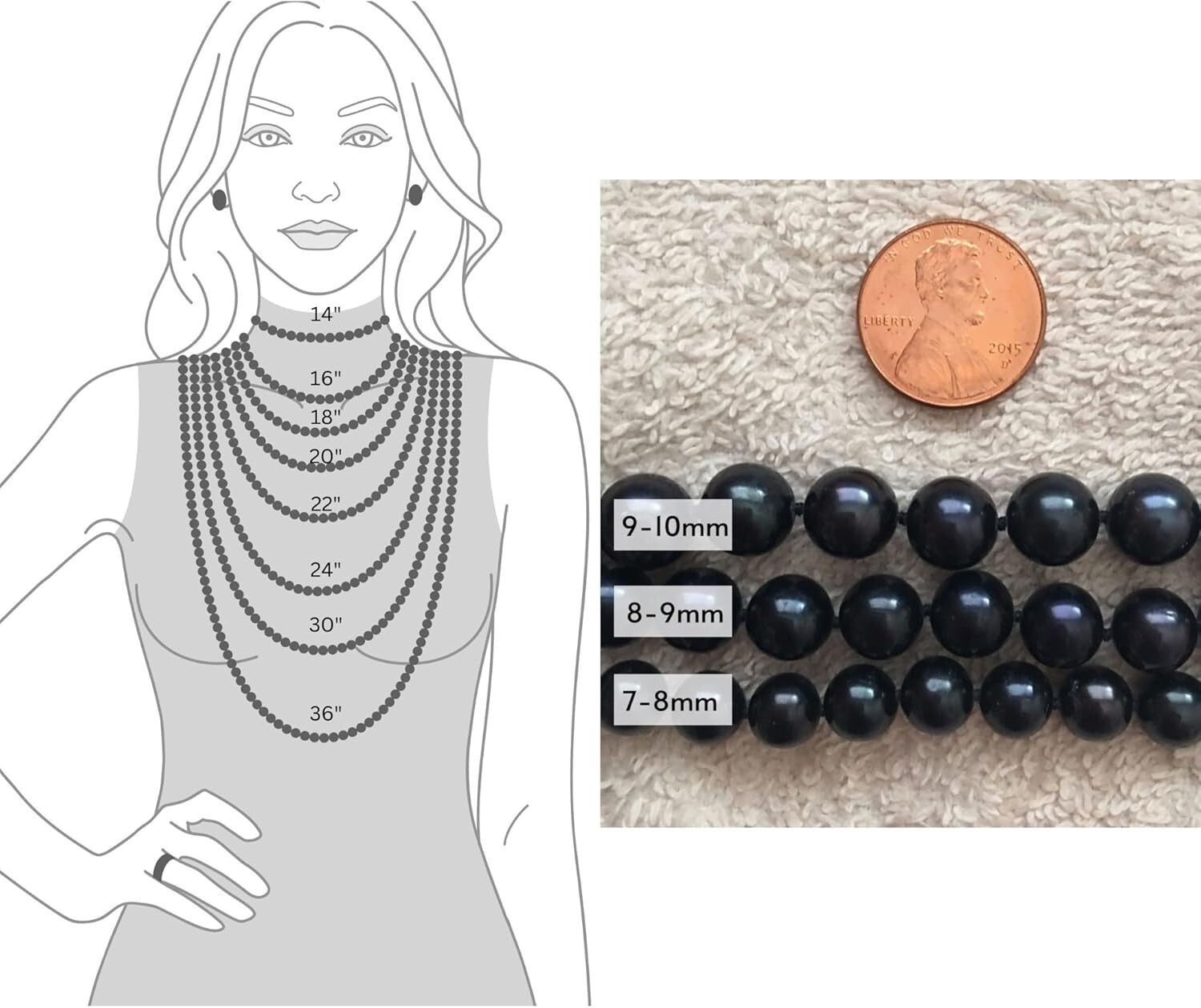 Double Knotted 16-Inch Black Pearl Choker with Sterling Silver Clasp, Gift-Ready