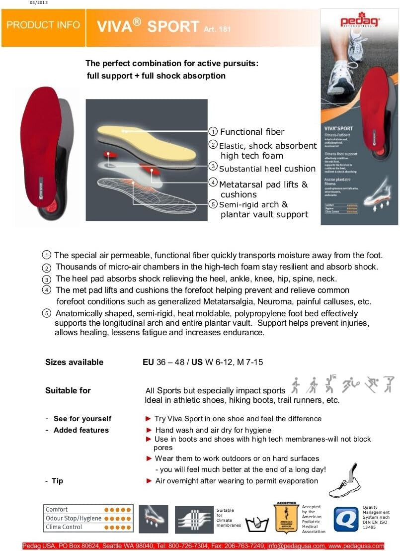 VIVA SPORT Vegan-Friendly Orthotic Inserts - Arch Support for Active Women
