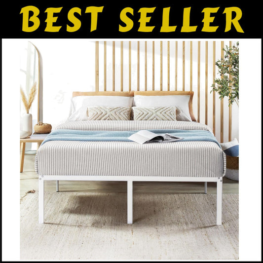 Heavy Duty Full-Size Metal Bed Frame with 14-Inches of Under-Bed Storage Space
