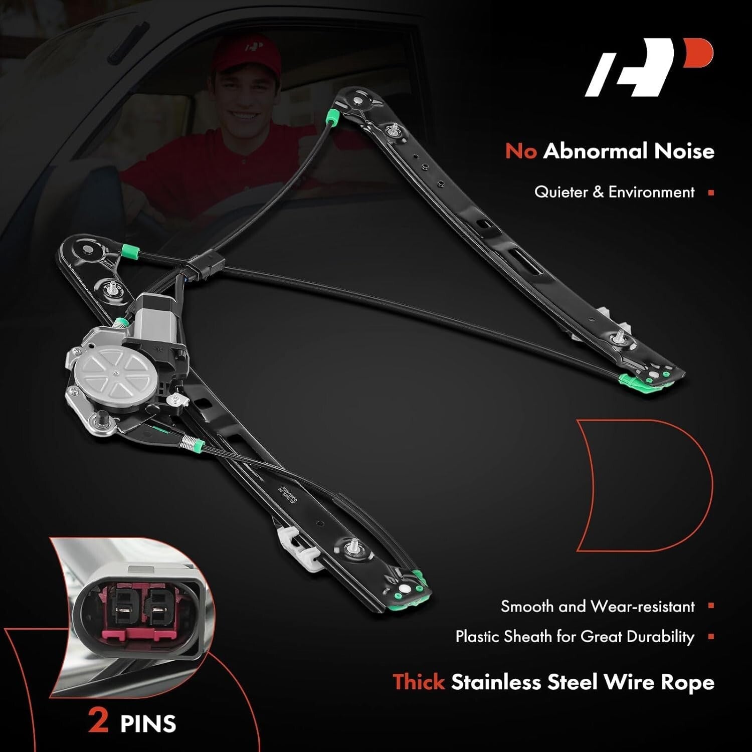BMW E46 Window Regulator with Motor - Fits 325i 328i 330i Sedan/Wagon 1999-2005
