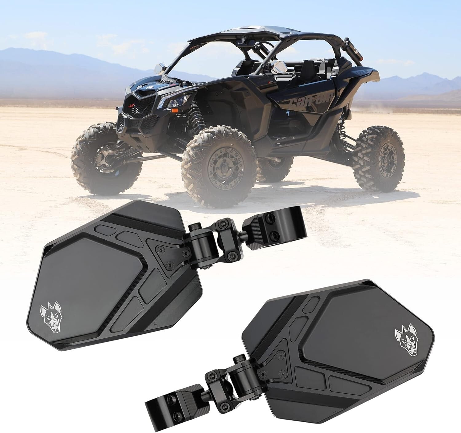 UTV Side Mirror Set with Large Convex Glass for Maximum Off-Road Visibility