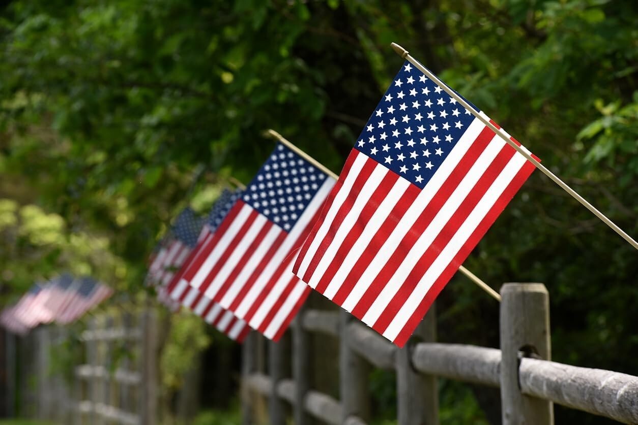 Patriotic 24-Pack of Lightweight American Flags on Birch Handles - Garden Ready