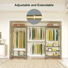 Load image into Gallery viewer, E1 Heavy Duty Adjustable 6-Tier Closet Garment Rack - Expandable Gold Organizer