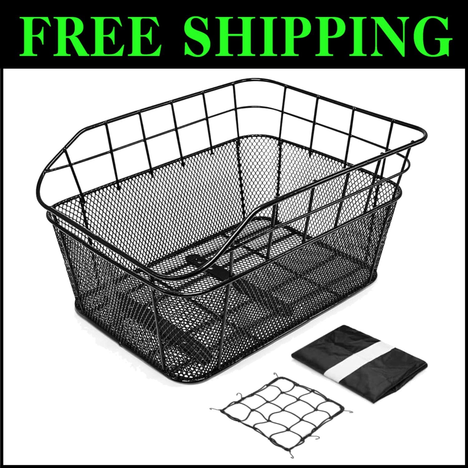 Versatile Rear Bike Basket with Waterproof Liner for Secure Cargo Transport