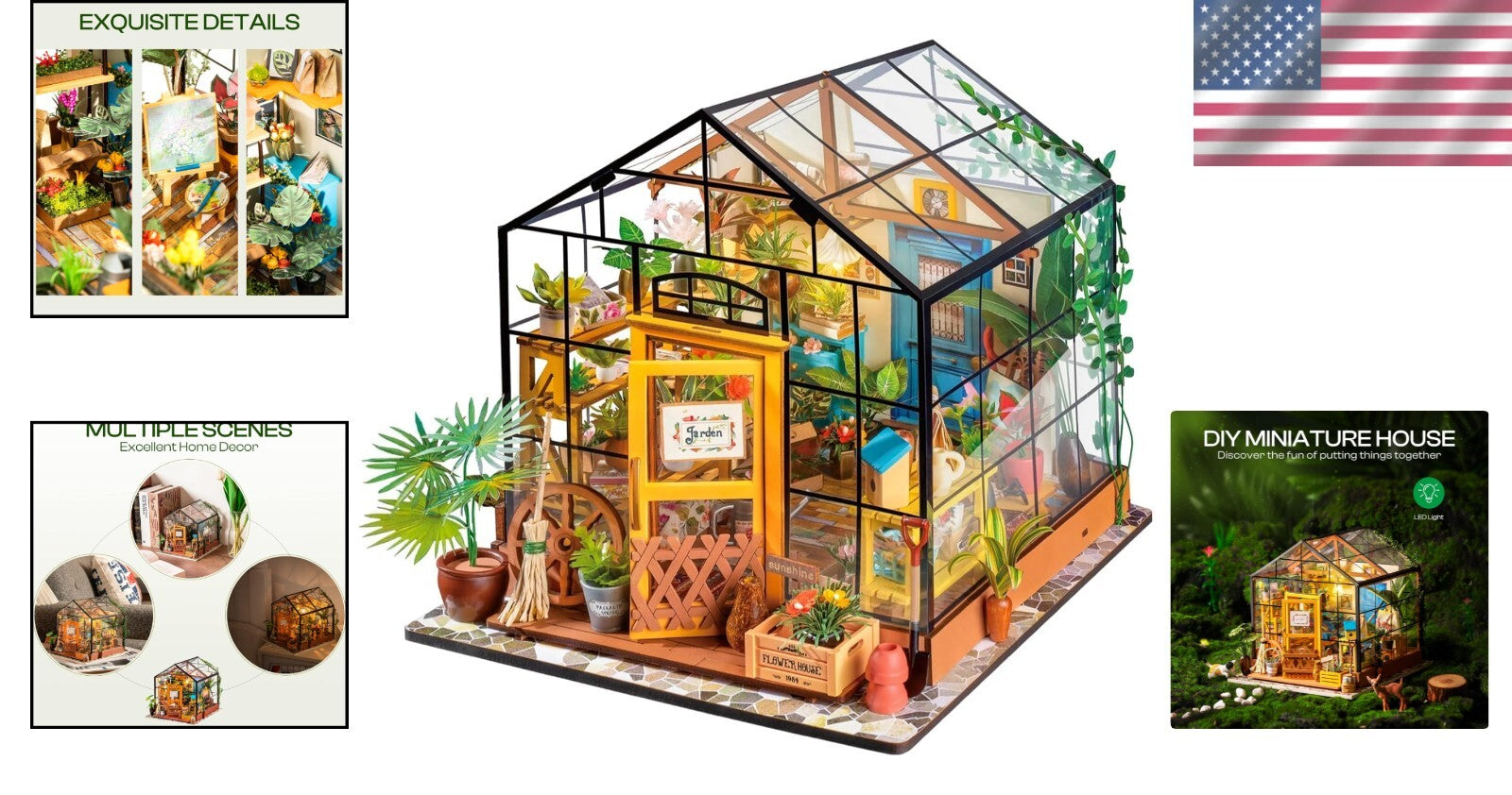Exquisite 1:24 Scale Mini Dollhouse Kit with LED - Holiday & Birthday Gift