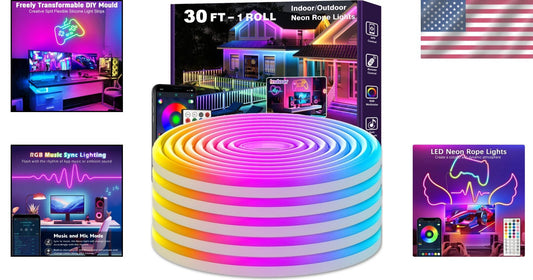 Flexible 30FT Neon LED Lights with App Control – Perfect for Indoors & Outdoors