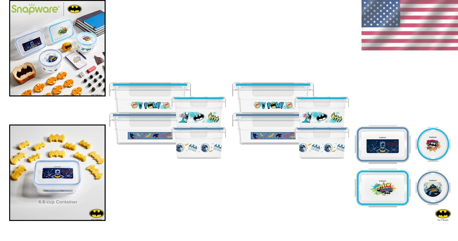 8-Pc Batman Food Storage Set: BPA-Free Meal Prep Containers with Locking Lids