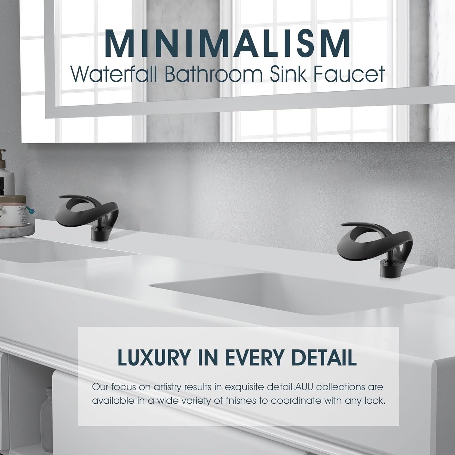 Stylish Single Handle Bathroom Faucet with Waterfall Spout and Pop-Up Drain