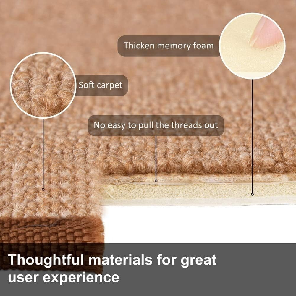13-Piece Non-Slip Stair Treads Carpet - Washable Indoor Step Covers in Brown