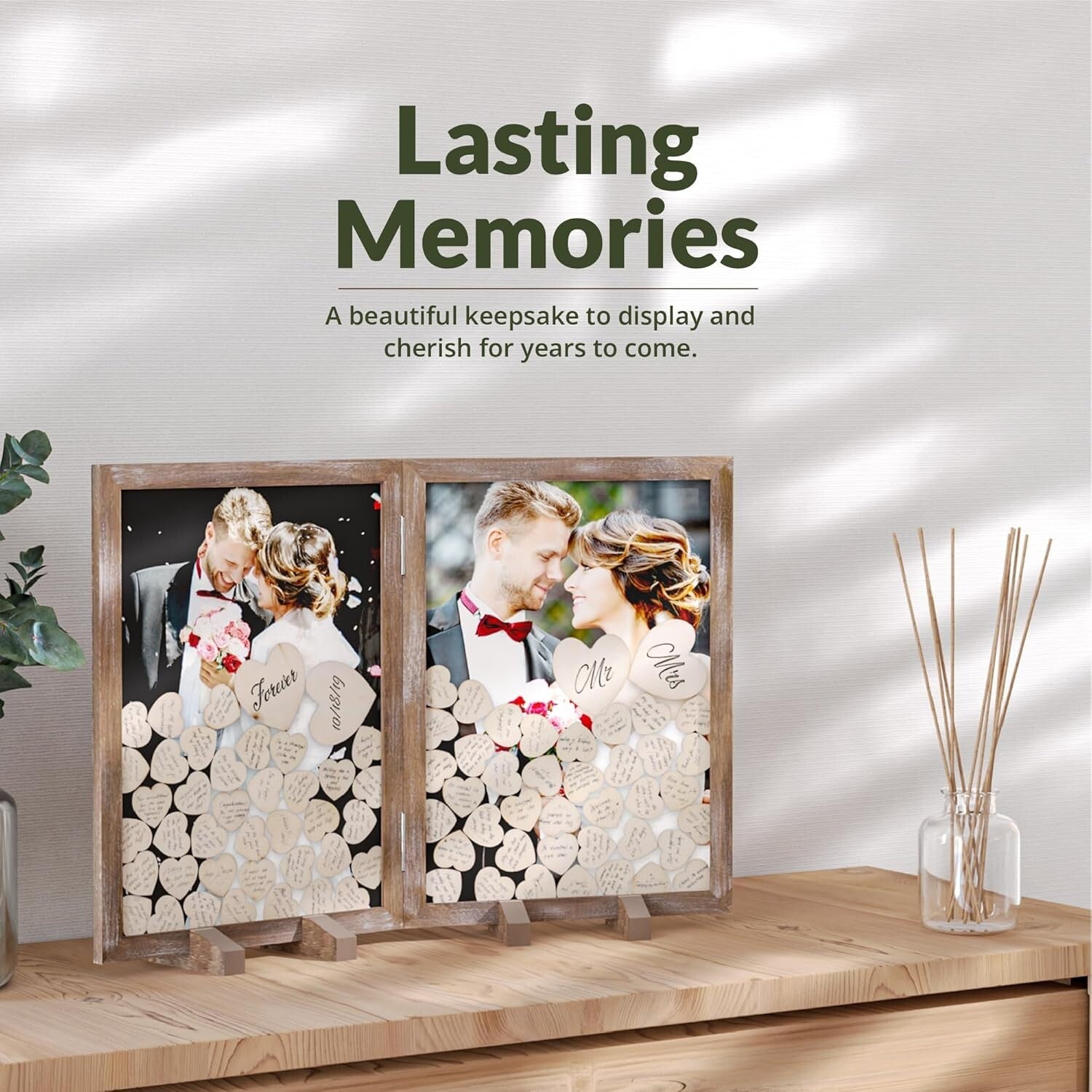 Customizable Rustic Heart Drop Box Guest Book for Wedding Receptions - 17x13in