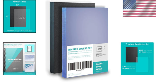 All-in-One 200 Pack Binding Covers - 100 Clear PVC and 100 Sand-Textured Options