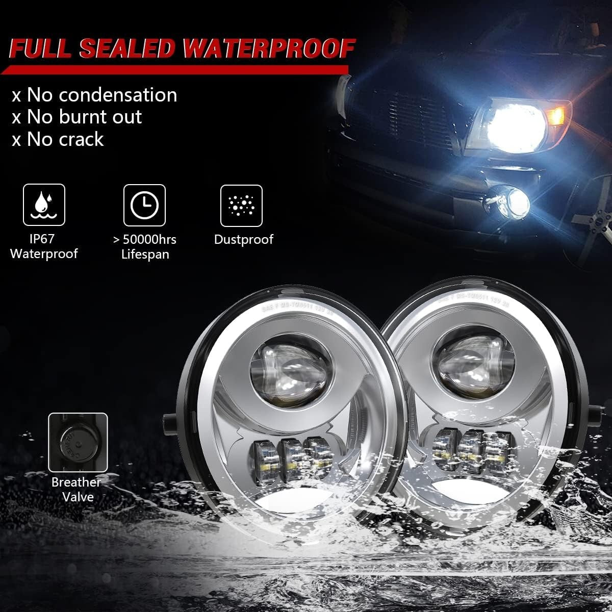 Durable Water-Resistant LED Fog Lights - Fits Tacoma, Tundra & Sequoia Models
