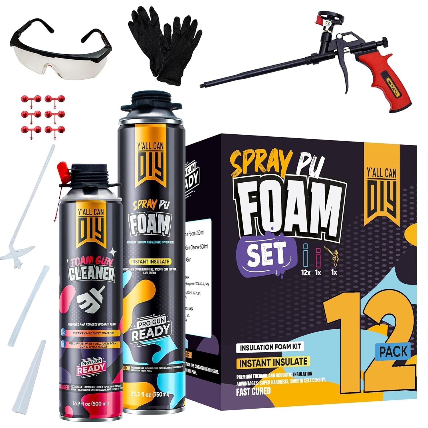 Expanding Spray Foam Insulation Kit for Gaps & Cracks - 240 Board Feet Coverage