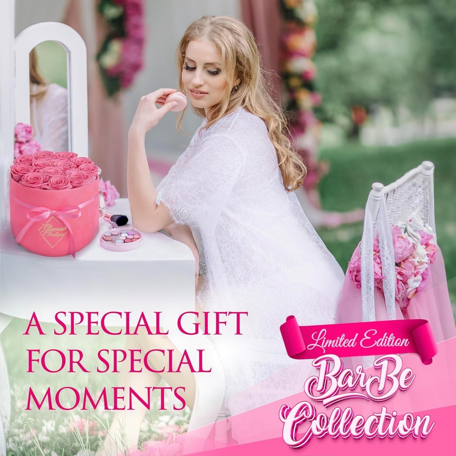 Beautiful Preserved Rose Bouquet in Velvet White Box - Gift of Lasting Love