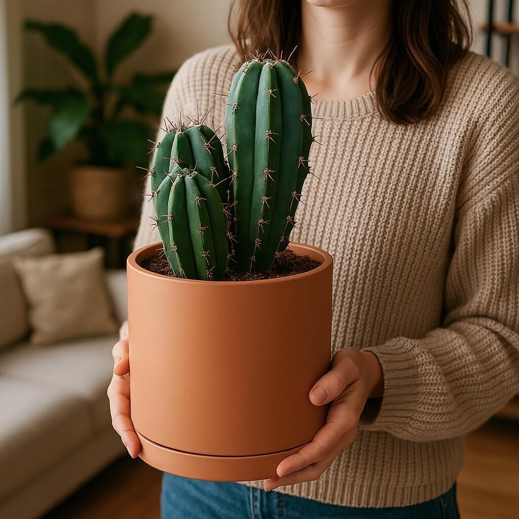 Elegant Set of 3 Terracotta Pots with Drainage and Saucers for Indoor Plants