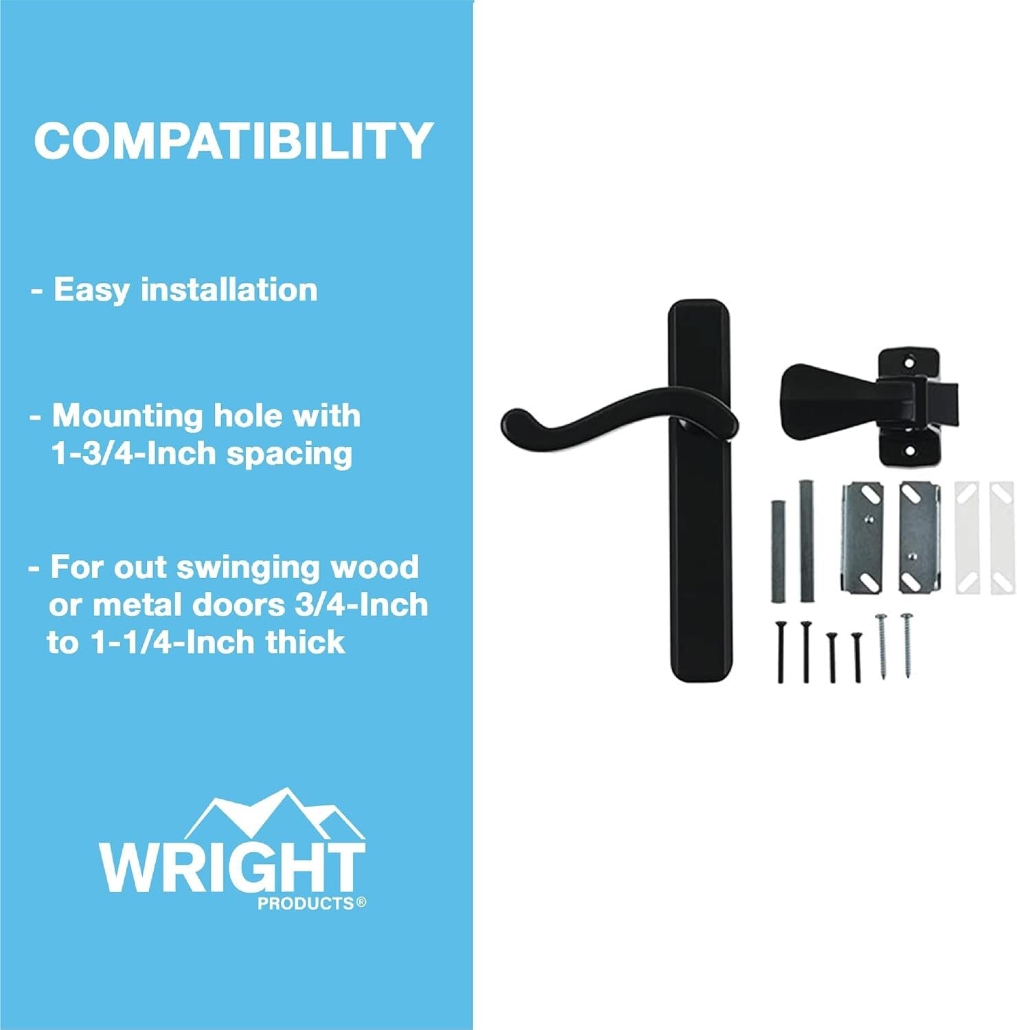 Classic Black Lever Mount Latch for Screen & Storm Doors – Easy to Install