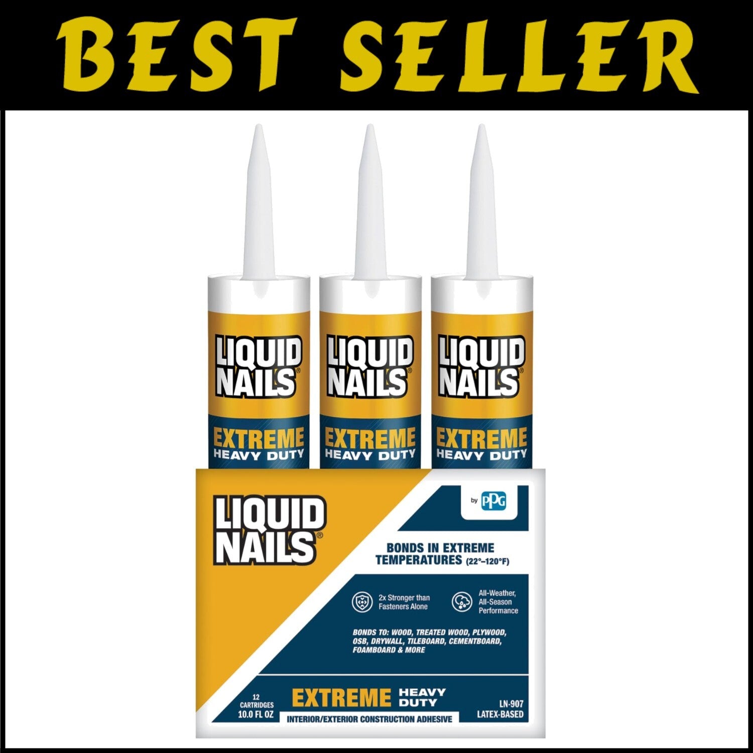 Extreme Heavy Duty 10 oz Construction Adhesive - Low VOC, All-Weather Bonding