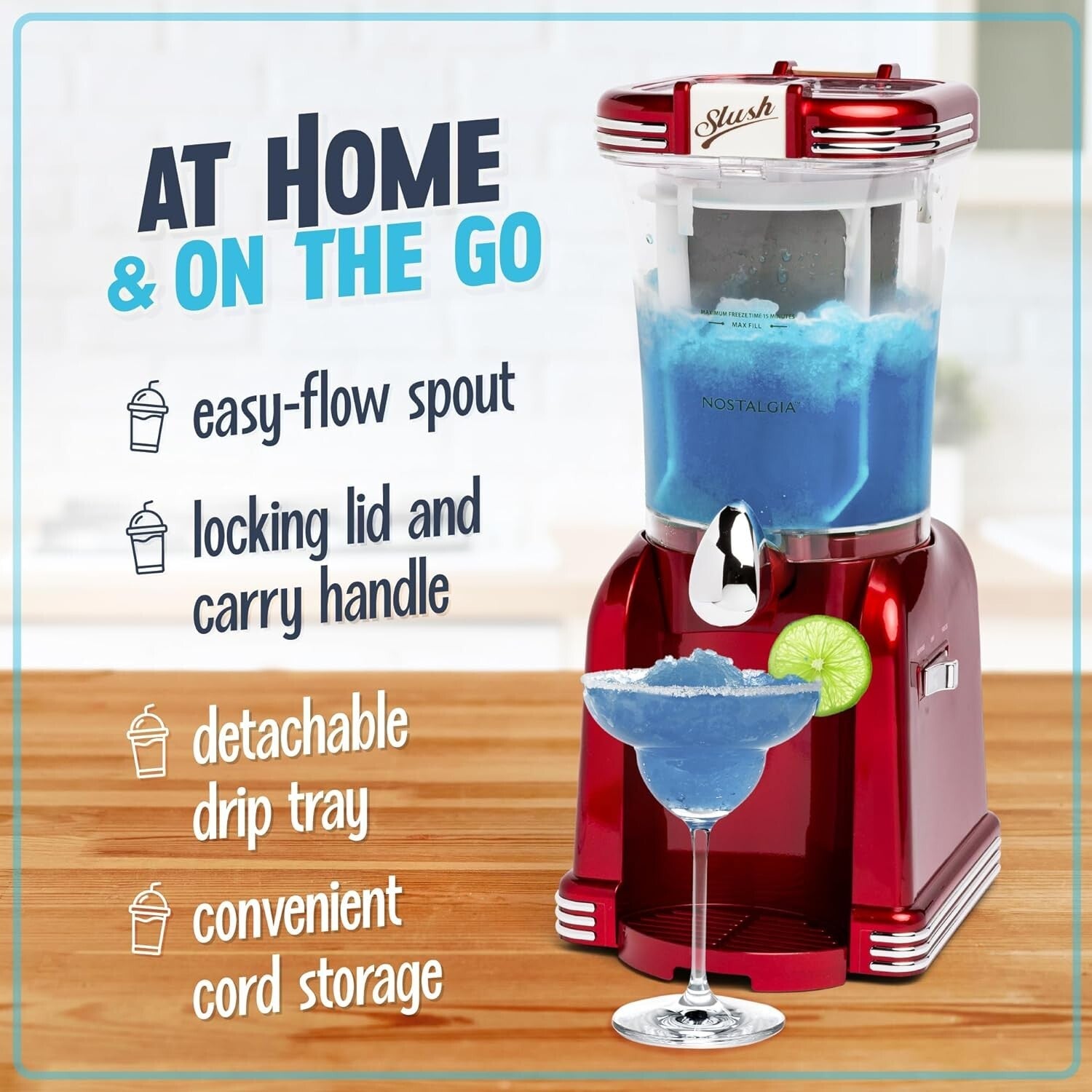 32-Ounce Retro Slushy Maker with Detachable Cup Rest for Effortless Entertaining