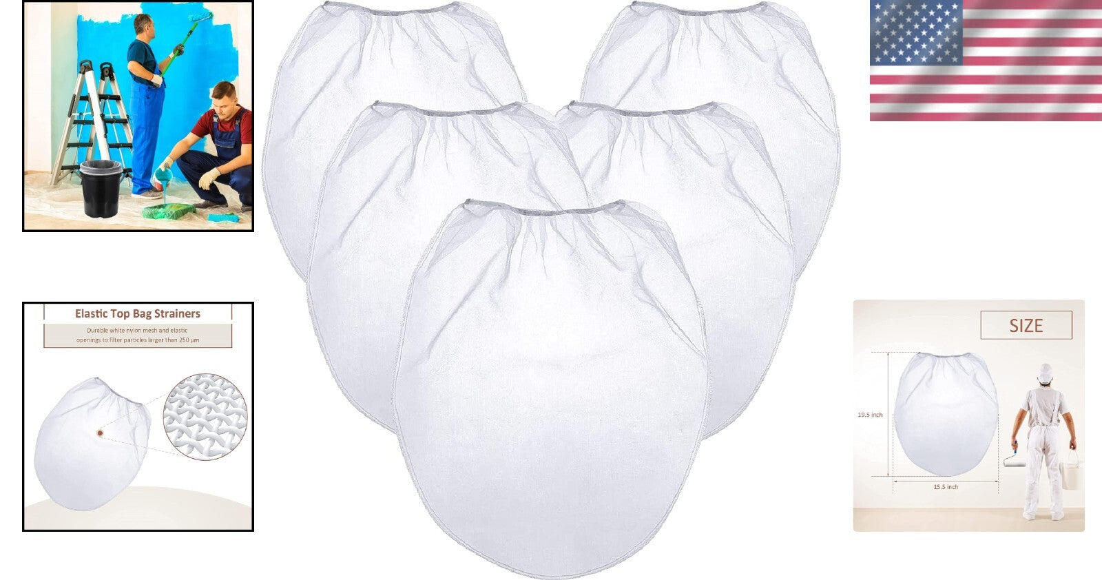 Multi-Purpose 5 Gallon Paint Strainer Bags - 50 Pieces, Ideal for Gardening Too
