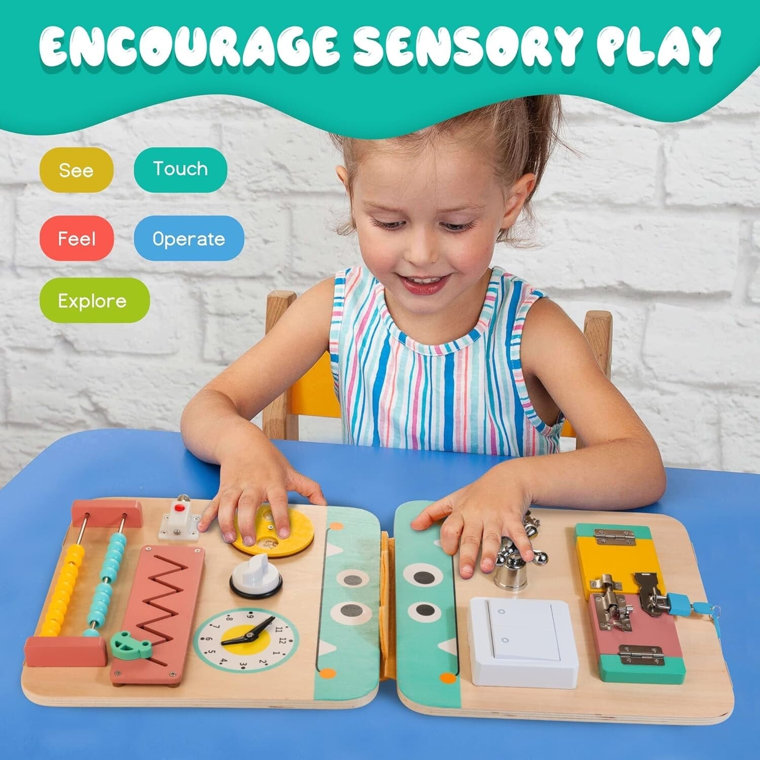 Educational 17 Activities Busy Board for Kids 2-4 Years - Fine Motor Skills