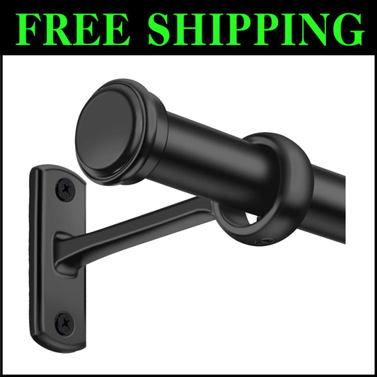 Adjustable 1-Inch Blackout Curtain Rods for Indoor and Outdoor Windows, 48-86"