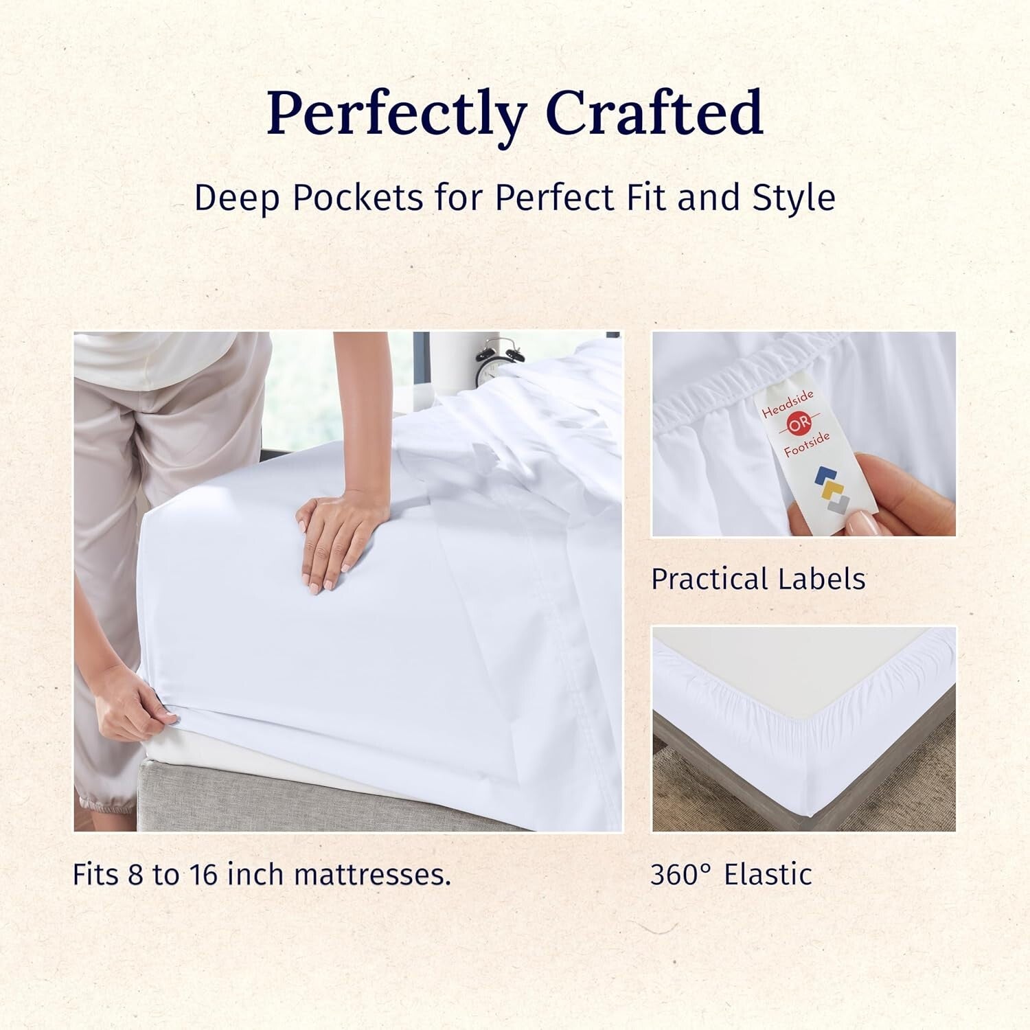 Breathable California King Sheets 600 TC - Deep Pocket & Durable, White Elegance