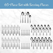 Load image into Gallery viewer, Stain Resistant 65-Piece Stainless Steel Flatware Set with Serving Utensils