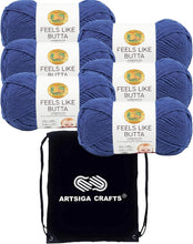 Load image into Gallery viewer, Soft Anti-Split Royal Blue Yarn Kit - 6 Skeins with Organizer Bag Included