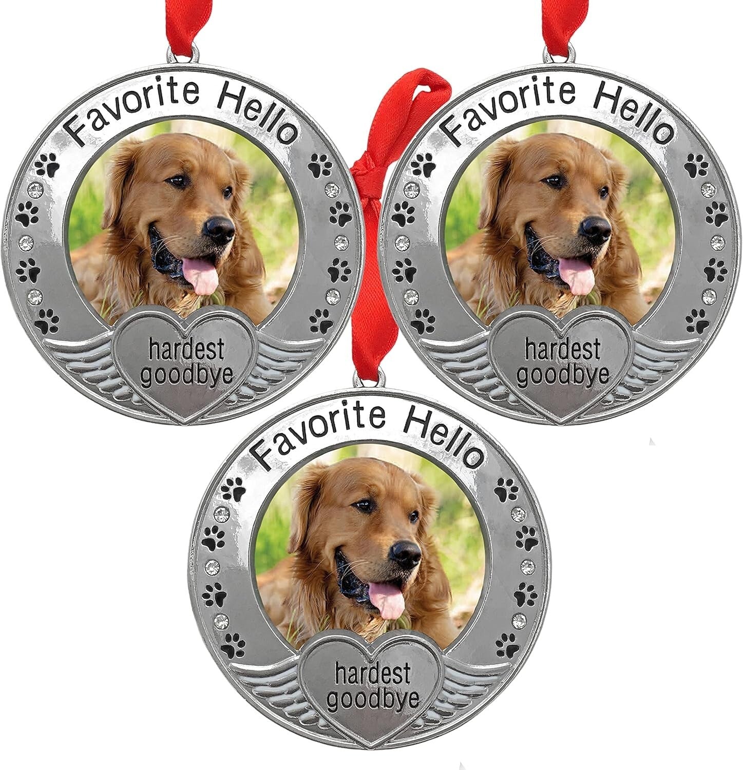 Heartfelt Pet Remembrance Ornaments with Photo Frame - Gift Bag Included