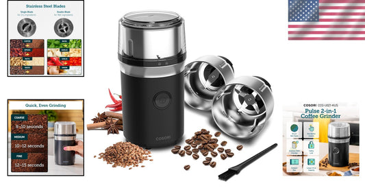 Versatile Wet & Dry Grinder - 200W Electric Coffee & Spice Blender in Black