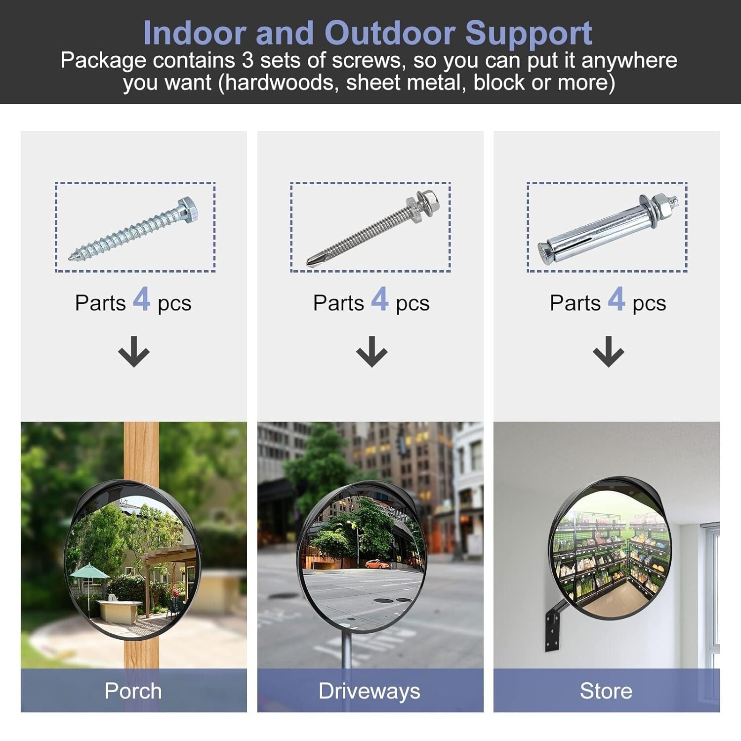Acrylic 16'' Shatterproof Convex Mirror - Enhance Safety in Driveways & Parking