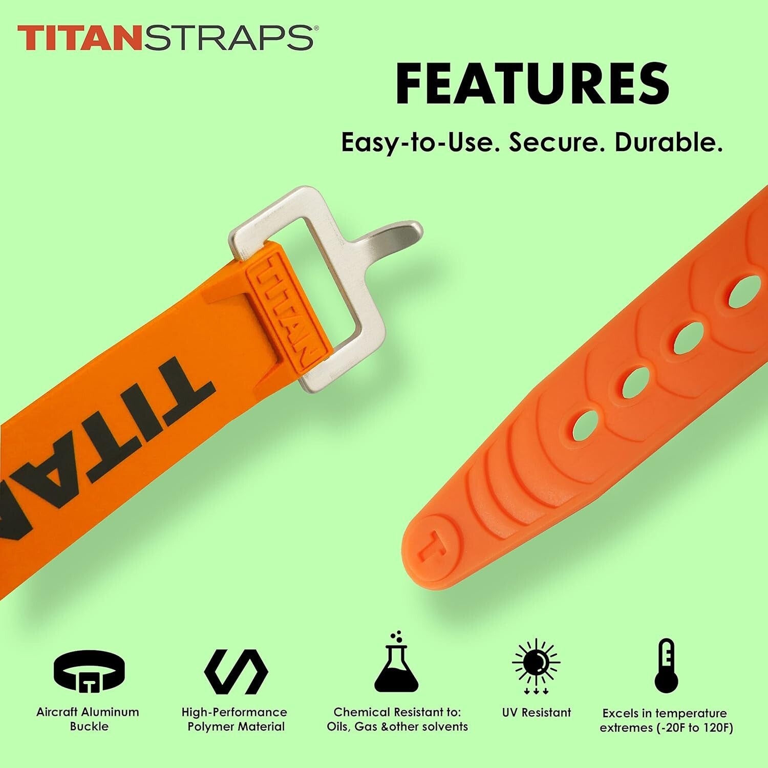Titan Lightweight Utility Straps – 25" Reliable Tension Straps in Safety Orange