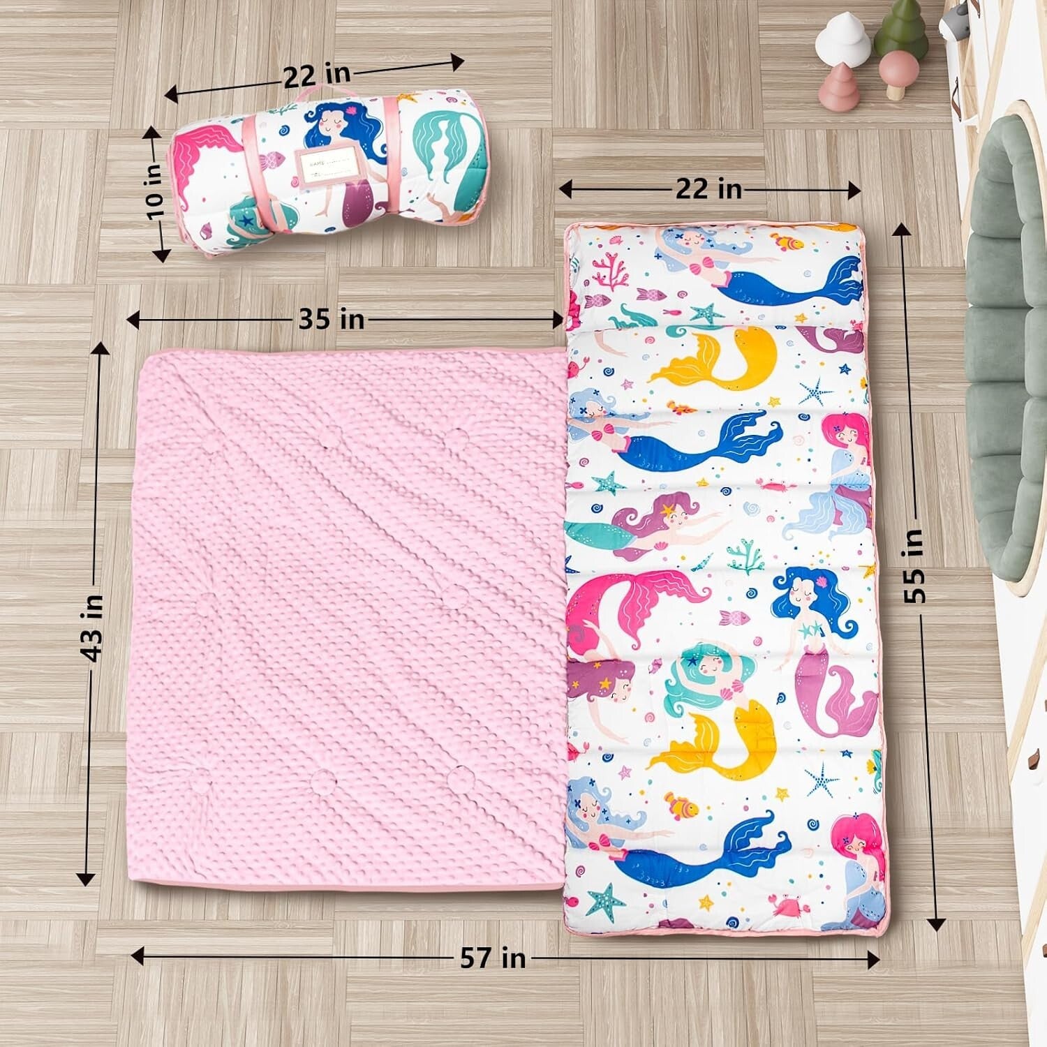 Cozy Machine Washable Nap Mat for Kids - Mermaid, Ideal for Preschool & Travel