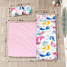 Load image into Gallery viewer, Cozy Machine Washable Nap Mat for Kids - Mermaid, Ideal for Preschool &amp; Travel