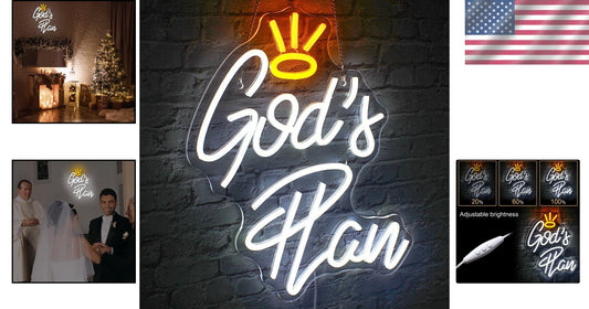 Elegant USB-Powered Neon Wall Sign - God's Plan Light for Bedroom & Living Room