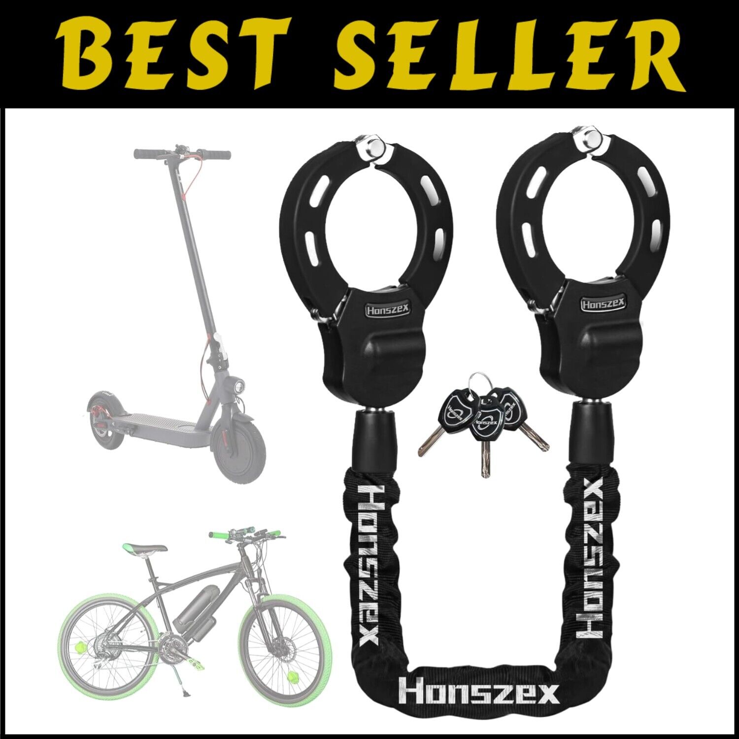 High Security Scratch-Resistant Electric Scooter Lock with Heavy Duty Chain