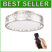 Load image into Gallery viewer, Modern 12 Inch Brushed Nickel Flush Mount Light Fixture - Dimmable LED Design