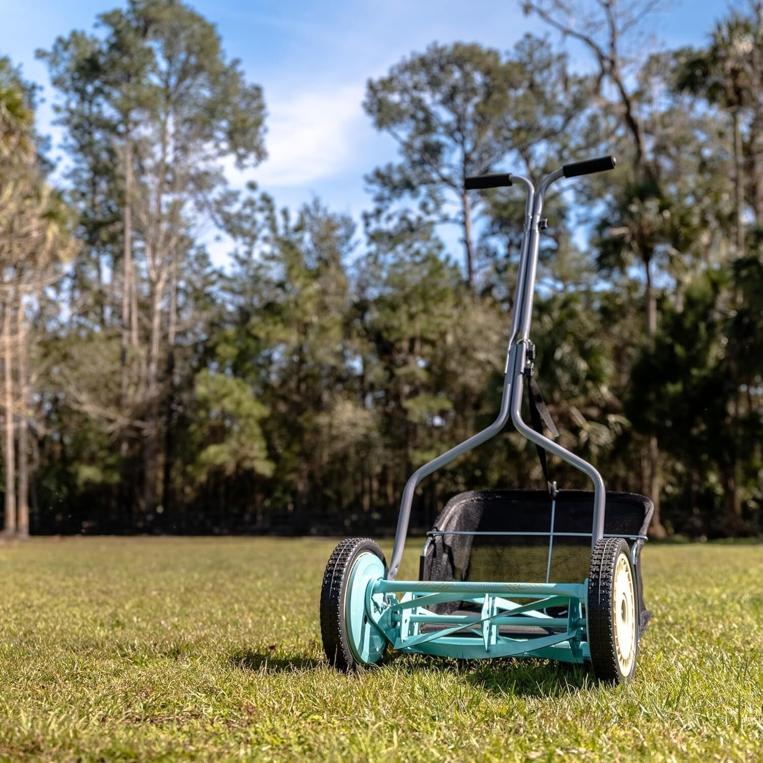 Lightweight 5-Blade 14-Inch Push Reel Lawn Mower with Adjustable Height - Mint