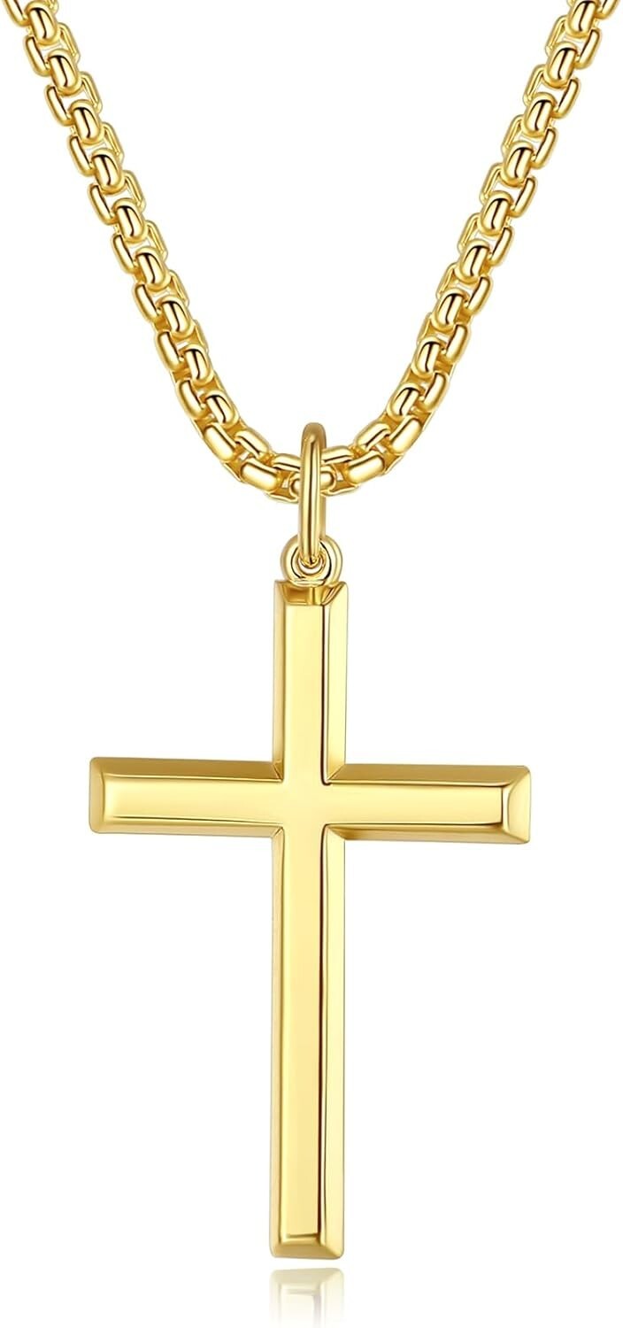 Durable Sterling Silver Cross Pendant Necklace for Faithful Men - Gift Ready