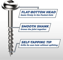 Load image into Gallery viewer, Self-Tapping Zinc Pocket Screws, 1 1/4 Inch - Ideal for Woodworking - 5000 Count