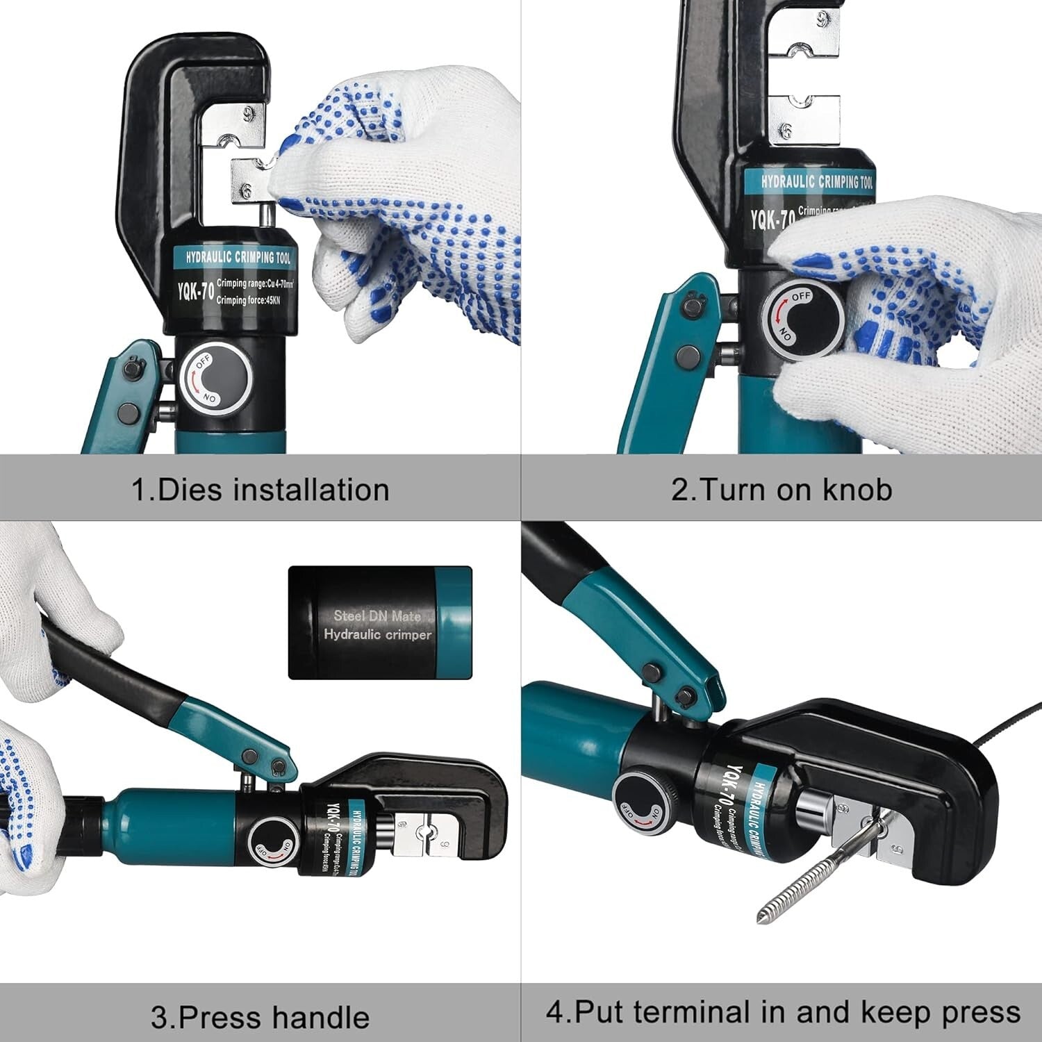 Durable Hydraulic Crimping Tool with Ergonomic Grip - Perfect for Cable Railing
