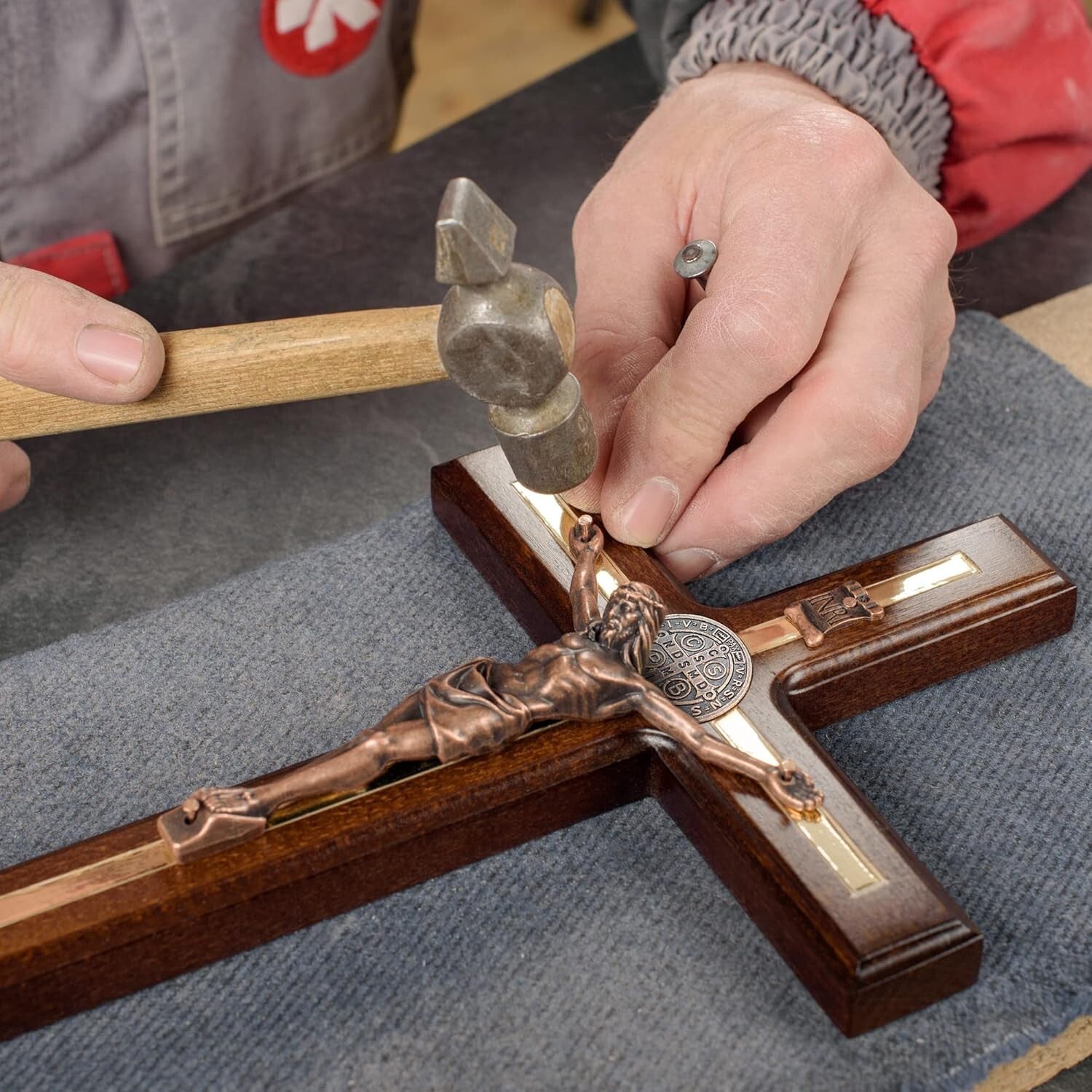 Durable 12" St Benedict Catholic Wall Cross - Timeless Design with Bracelet