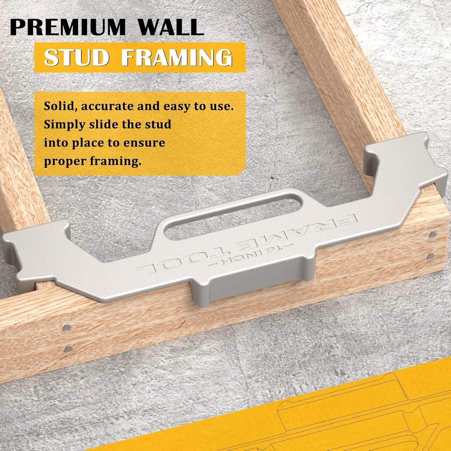 Precision Stud Spacing Tool - Professional Grade Cast Aluminum Framing Aid