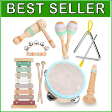 Load image into Gallery viewer, Neutral Colors Wooden Musical Toy Set for Kids - Xylophone, Tambourine &amp; More