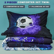 Load image into Gallery viewer, Stylish Twin Comforter Set 66x90 – 2-Piece Soccer Design for Boys and Girls